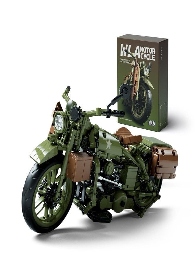 Nifeliz Motorcycle WLA Model Toy for Adults, Classic Military Bike Building Set with Authentic Features, Collectible Display Gift (833 PCS, NF10333) - Image 1